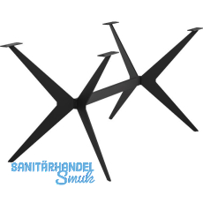 Tischgestell Etsi X-Form mit Traverse, L�nge 1360 mm, Stahl schwarz strukturiert