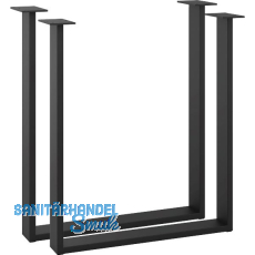 Tischkufe Etsi U-Form, Breite 600 mm, Gummiauflagen, Stahl schwarz strukturiert