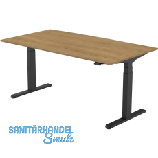 B�rotisch Evo, elektrisch verstellbar, schwarz, Platte 1600x800 Eiche Natur