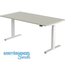 Bürotisch Amica, elektrisch verstellbar, alufarbig, Platte 1600x800 hellgrau Bürotisch Amica, elektrisch verstellbar, alufarbig, Platte 1600x800 hellgrau