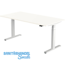 Bürotisch Amica, elektrisch verstellbar, alufarbig, Platte 1600x800 Topweiß Bürotisch Amica, elektrisch verstellbar, alufarbig, Platte 1600x800 Topweiß