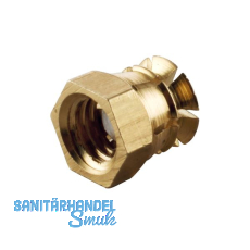 Spreizmuffe sechskant, M6 L�nge 9 mm, Bohr �8 mm, Messing blank mit Nylonkugel