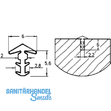 P9003 T�ranschlagprofi, Fr�sbreite 2.2, Fr�stiefe 6, Weichgummi beige