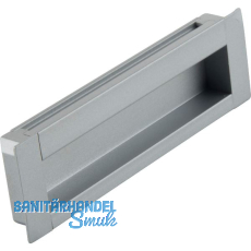 Muschelgriff Azha Breite 111 mm, Einlassmaß 106x30x11 mm, Aluminium silberfarbig Muschelgriff Azha Breite 111 mm, Einlassmaß 106x30x11 mm, Aluminium silberfarbig