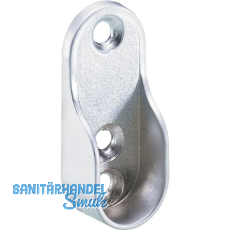 Schrankrohrlager Oval 1 f�r Schrankrohr, 3 Schraubl�cher, Zink alufarbig