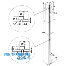 Standard Führungsleiste zum Anschrauben, Länge 1400 mm, Euro Eiche roh Standard Führungsleiste zum Anschrauben, Länge 1400 mm, Euro Eiche roh
