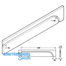 Standard Umlenkbogen zum Anschrauben, Kunststoffgleitprofil transparent
