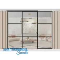 ARLU DIVINA® Festverglasung mit Schiebetür mittig 2600 x 3000 mm, schwarz ARLU DIVINA® Festverglasung mit Schiebetür mittig 2600 x 3000 mm, schwarz