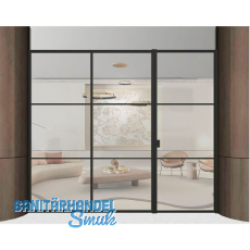 ARLU DIVINA® Festverglasung mit Drehtür rechts 2600 x 3000 mm, schwarz ARLU DIVINA® Festverglasung mit Drehtür rechts 2600 x 3000 mm, schwarz