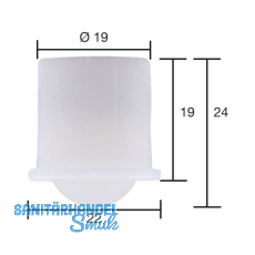 Kugelrolle 0 soft � 19 mm,Tiefe 19 mm, Kunststoff wei�