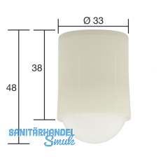 Kugelrolle 3 � 33 mm, Tiefe 38 mm, Kunststoff wei�