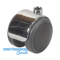 Doppel-Lenkrolle Duo Kunststoff weich 50 mm 50 kg schwarz/Chrom-Optik Doppel-Lenkrolle Duo Kunststoff weich 50 mm 50 kg schwarz/Chrom-Optik