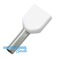 Zwillings-Aderendhülse 0,5x8/15 mit Kragen weiß Zwillings-Aderendhülse 0,5x8/15 mit Kragen weiß