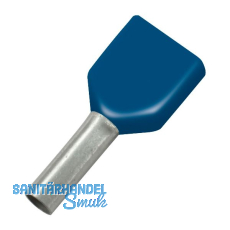 Zwillings-Aderendh�lse 0,75x8/15 mit Kragen blau