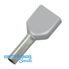 Zwillings-Aderendh�lse 4x12/23 mit Kragen grau