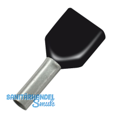 Zwillings-Aderendhülse 1,5x12/20 mit Kragen schwarz Zwillings-Aderendhülse 1,5x12/20 mit Kragen schwarz