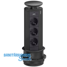EVOline Port Steckdosenelement 3x Schuko 2x USB-Charger schwarz