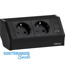 EVOline V-Dock Steckdosenelement 2 x Schuko, USB-A + C Charger schwarz EVOline V-Dock Steckdosenelement 2 x Schuko, USB-A + C Charger schwarz