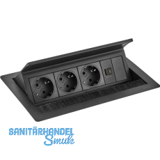 EVOline Flip Top Push DATA M 3xSchuko + 2x USB-Charger + schwarz