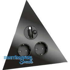 WIPO Steckdosenelement Power Dreieck 2 Schuko + USB-Charger-Auszug Schwarz WIPO Steckdosenelement Power Dreieck 2 Schuko + USB-Charger-Auszug Schwarz