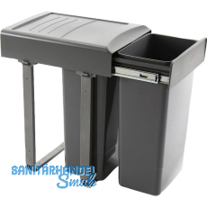 EKOTECH Einbau-Abfallsammler Mega 45 2 x 26 Liter Kunststoff grau EKOTECH Einbau-Abfallsammler Mega 45 2 x 26 Liter Kunststoff grau