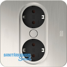 BACHMANN Einbausteckdose TWIST 2 eckig, 2 x Schuko, Edelstahl Effekt BACHMANN Einbausteckdose TWIST 2 eckig, 2 x Schuko, Edelstahl Effekt