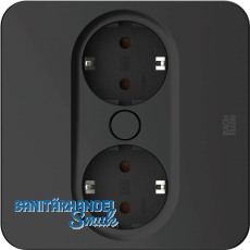 BACHMANN Einbausteckdose TWIST 2 eckig, 2 x Schuko, schwarz matt