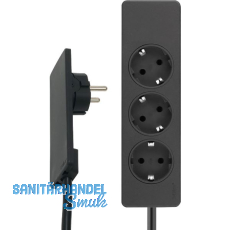 EVOline Plug-Verl�ngerungsleitung 1,5 m mit 3-fach Verteiler, Kunststoff schwarz