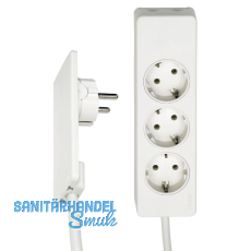 EVOline Plug-Verl�ngerungsleitung 1,5 m mit 3-fach Verteiler, Kunststoff wei�