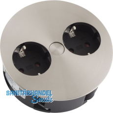 BACHMANN Einbausteckdose TWIST 2S, 2 Stk. Schukosteckdosen, Edelstahl Effekt