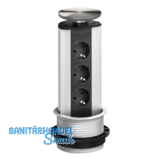 EVOline Port Steckdosenelement 3x Schuko Wippdeckel Edelstahl EVOline Port Steckdosenelement 3x Schuko Wippdeckel Edelstahl