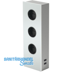 WIPO Steckdosenleiste Power Turm G Edelstahl/Glas wei�, 3x Schuko, 2 x USB