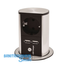 BACHMANN Steckdosenelement Elevator 1 x Schuko.- 2x USB-Ladebuchse, Edelstahl BACHMANN Steckdosenelement Elevator 1 x Schuko.- 2x USB-Ladebuchse, Edelstahl