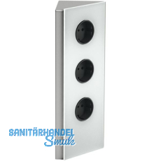 WIPO Steckdosenelement Power Eck G, 3 Schukosteckdosen, Edelstahl/Glas wei�