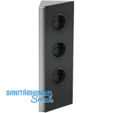 WIPO Steckdosenelement Power Eck G, 3 Schukosteckdosen, Edelstahl/Glas schwarz