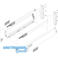 BLUM TANDEMBOX antaro SET Höhe D-Reling, BLUMOTION M, 65kg, NL 450, grau RAL9006 BLUM TANDEMBOX antaro SET Höhe D-Reling, BLUMOTION M, 65kg, NL 450, grau RAL9006