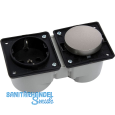 BERKER Integro Schalter Edelstahl Effekt + Steckdose schwarz ohne Rahmen BERKER Integro Schalter Edelstahl Effekt + Steckdose schwarz ohne Rahmen