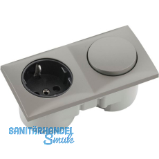 BERKER Integro Flow Schalter Edelstahl Effekt + Steckdose schwarz BERKER Integro Flow Schalter Edelstahl Effekt + Steckdose schwarz