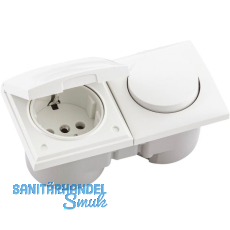 BERKER Integro Flow Schalter/Deckel polarwei� gl�nzend + Steckdose polarwei�