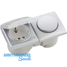 BERKER Integro Flow Schalter/Deckel chrom matt + Steckdose polarweiß BERKER Integro Flow Schalter/Deckel chrom matt + Steckdose polarweiß