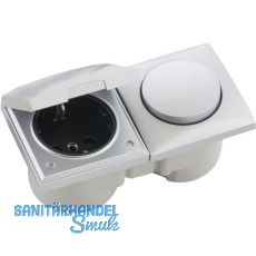 BERKER Integro Flow Schalter/Deckel chrom matt + Steckdose schwarz