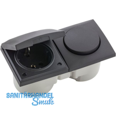 BERKER Integro Flow Schalter/Deckel anthrazit + Steckdose anthrazit