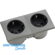 BERKER Integro Flow Doppelsteckdose Edelstahl Effekt, Steckdose schwarz BERKER Integro Flow Doppelsteckdose Edelstahl Effekt, Steckdose schwarz