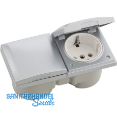 BERKER Integro Flow Doppelsteckdose, Deckel chrom matt, Steckdose weiß BERKER Integro Flow Doppelsteckdose, Deckel chrom matt, Steckdose weiß