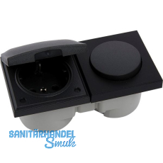 BERKER Integro Pure Schalter/Deckel schwarz matt + Steckdose schwarz