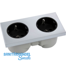 BERKER Integro Pure Doppelsteckdose chrom matt, Steckdose schwarz BERKER Integro Pure Doppelsteckdose chrom matt, Steckdose schwarz