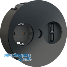 BACHMANN Einbausteckdose TWIS , 1 Stk. Schukosteckdose, + USB-Charger, schwarz BACHMANN Einbausteckdose TWIS , 1 Stk. Schukosteckdose, + USB-Charger, schwarz