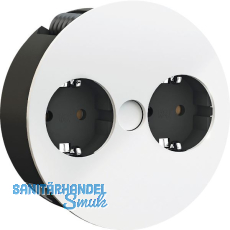 BACHMANN Einbausteckdose TWIST 2S, 2 Stk. Schukosteckdosen, wei� matt RAL 9010