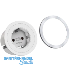 BACHMANN Steckdose PIX 1xSchuko wei� + Zierring Edelstahl Effekt und wei�