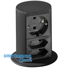 BACHMANN Steckdosenelement Elevator 1 x Schuko.- 2x Eurosteckdose, schwarz